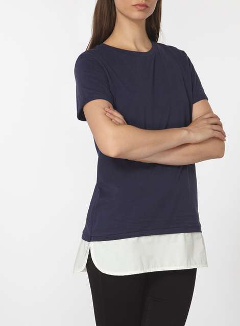 navy and ivory 2-in-1 tee
